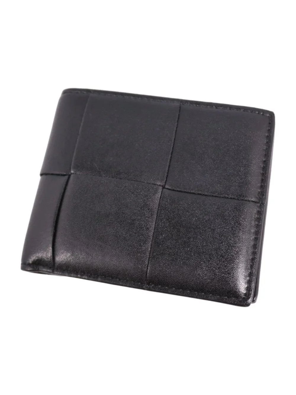 Bottega Veneta Wallet Bifold Compact Intrecciato Leather Black
